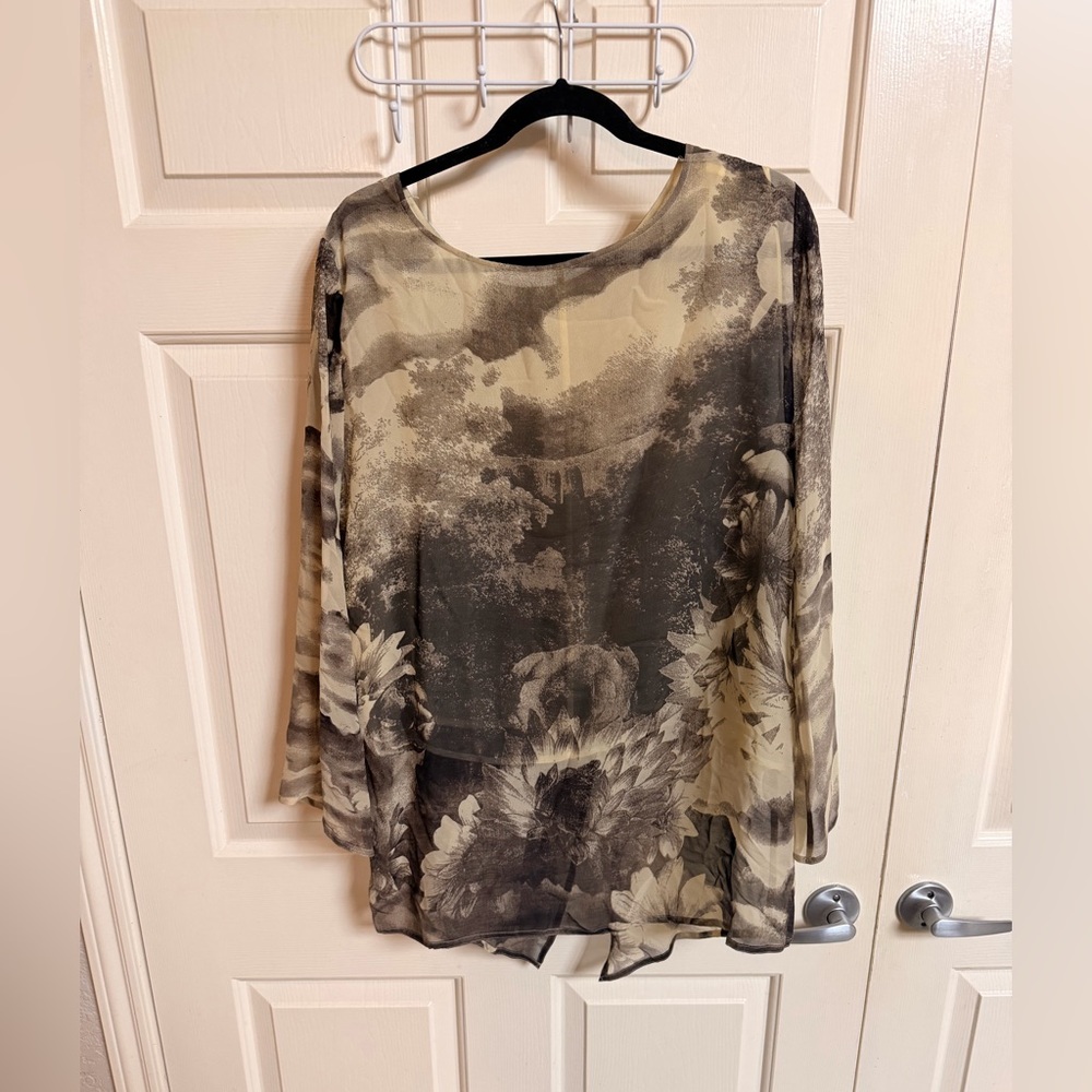 NWOT Boho Lagenlook Flowy Abstract Print Gypsy Blouse